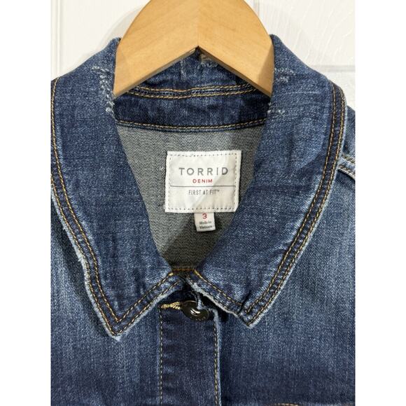 Torrid Women’s Denim Blue Jean Button Up Vest Plus Spring Fall Size 3 3X - Picture 2 of 2